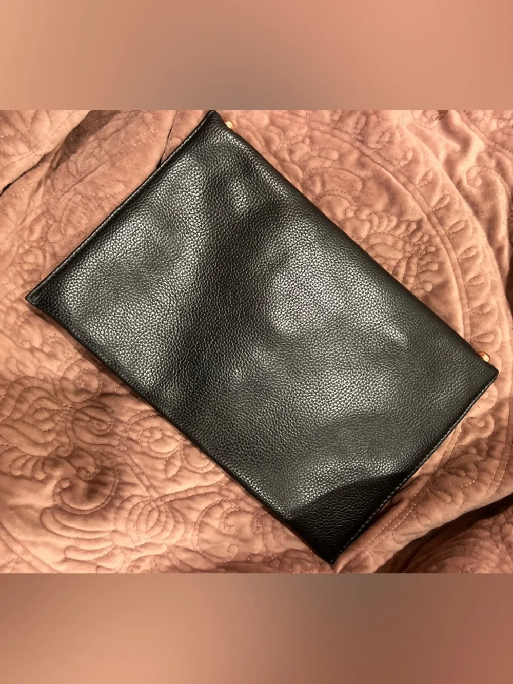 B-Low the Belt Black Envelope Clutch with Gold & Silver Studs